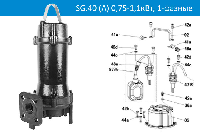 Vandjord SG.40 (A) 0,75-1,1кВт, 1-фазные